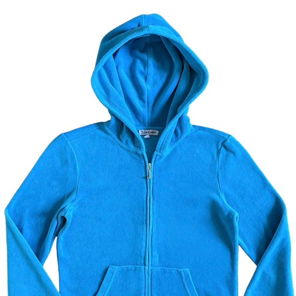 Vintage y2k Juicy Couture blue velour full-zip hoodie Size S - Picture 5 of 5